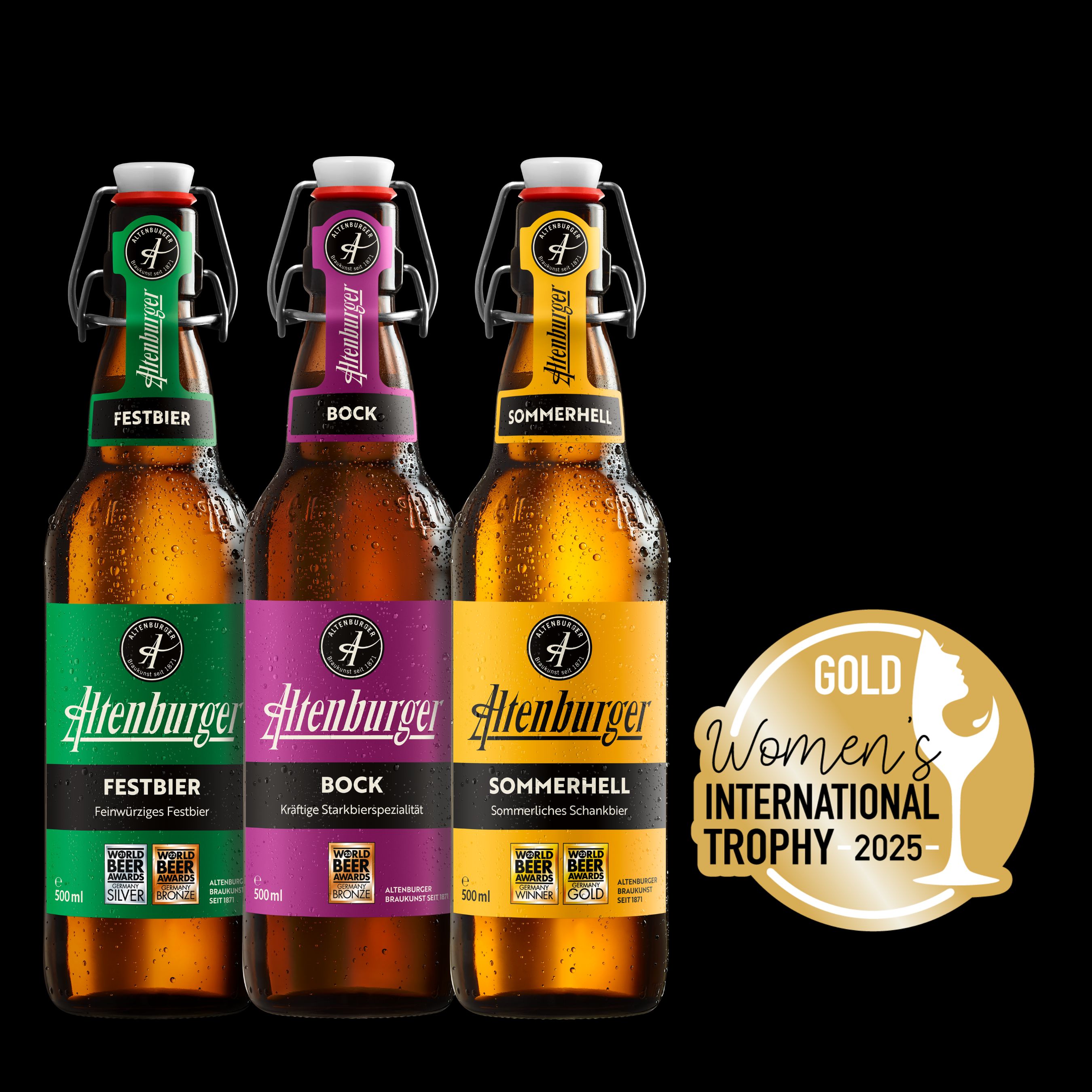 Goldmedaille bei der Women’s International Trophy für Altenburger Festbier, Altenburger Bock und Altenburger Sommerhell